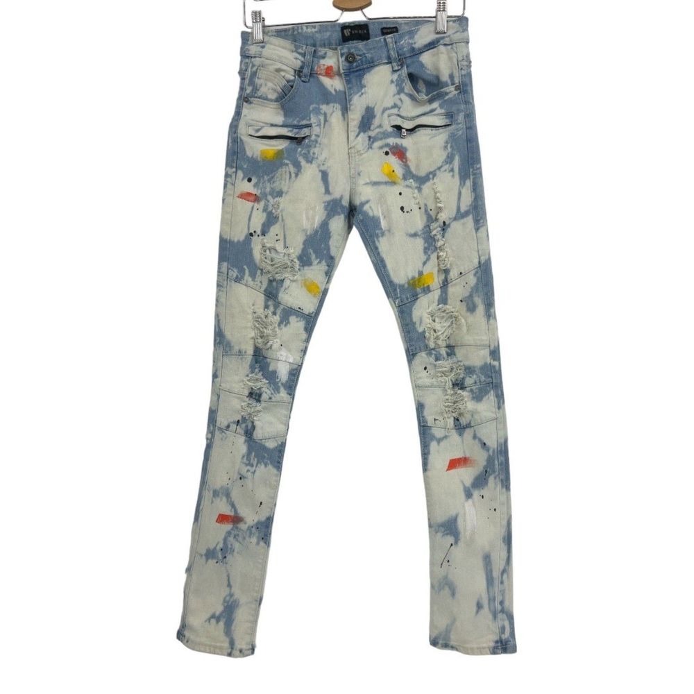 Waimea skinny jeans 20 youth mens distressed splatter stone washed denim pants